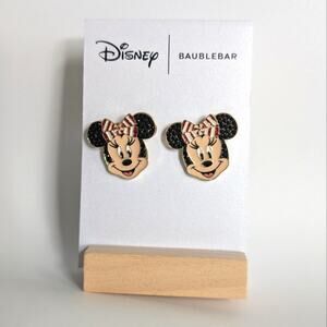 Disney X Baublebar Minnie Mouse Candycane Bow Christmas Earrings